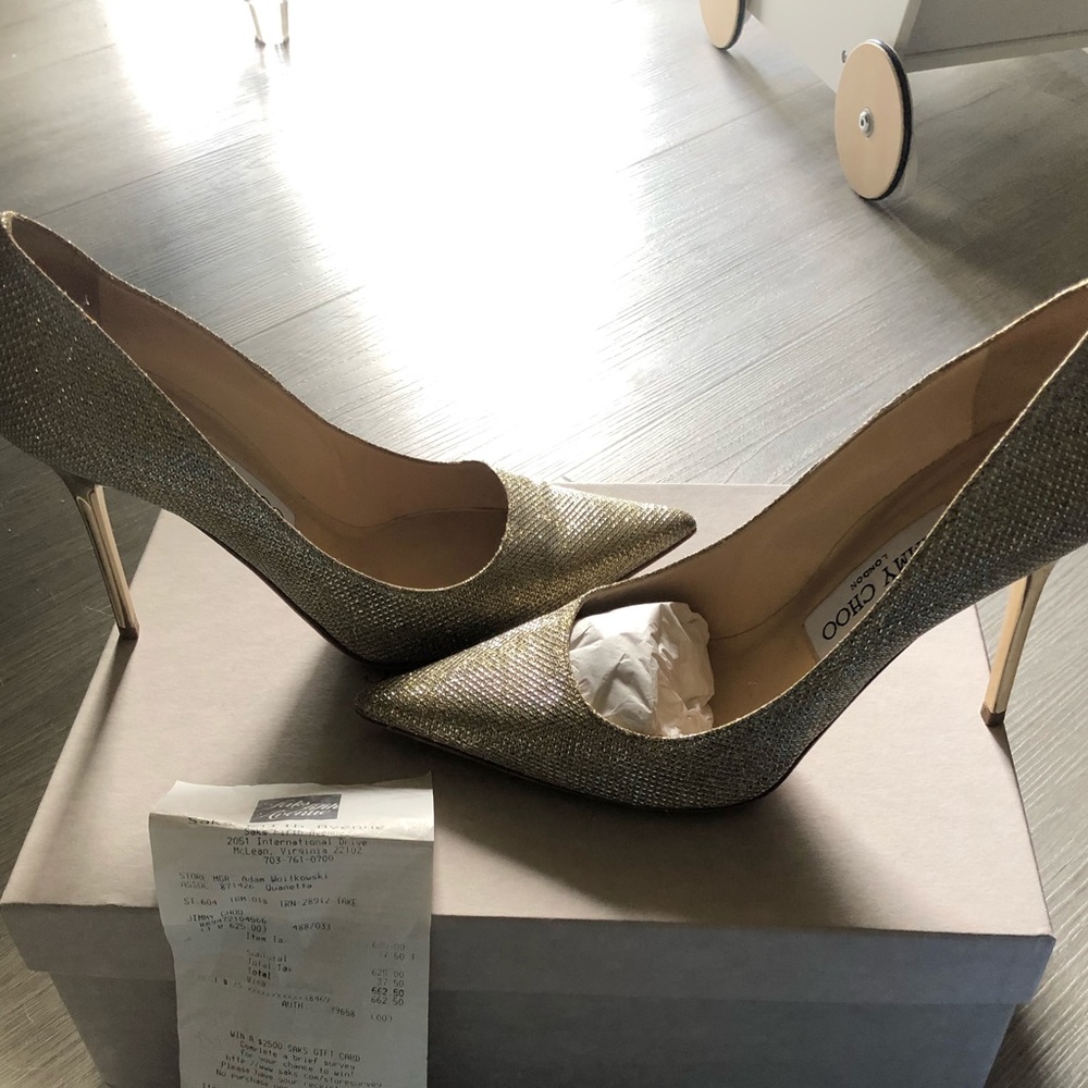Used Jimmy Choo Abel Lag Gold  heels. Size 36.5